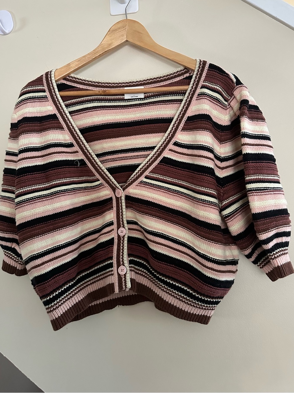 Wilfred Striped Cropped V-Neck Cardigan